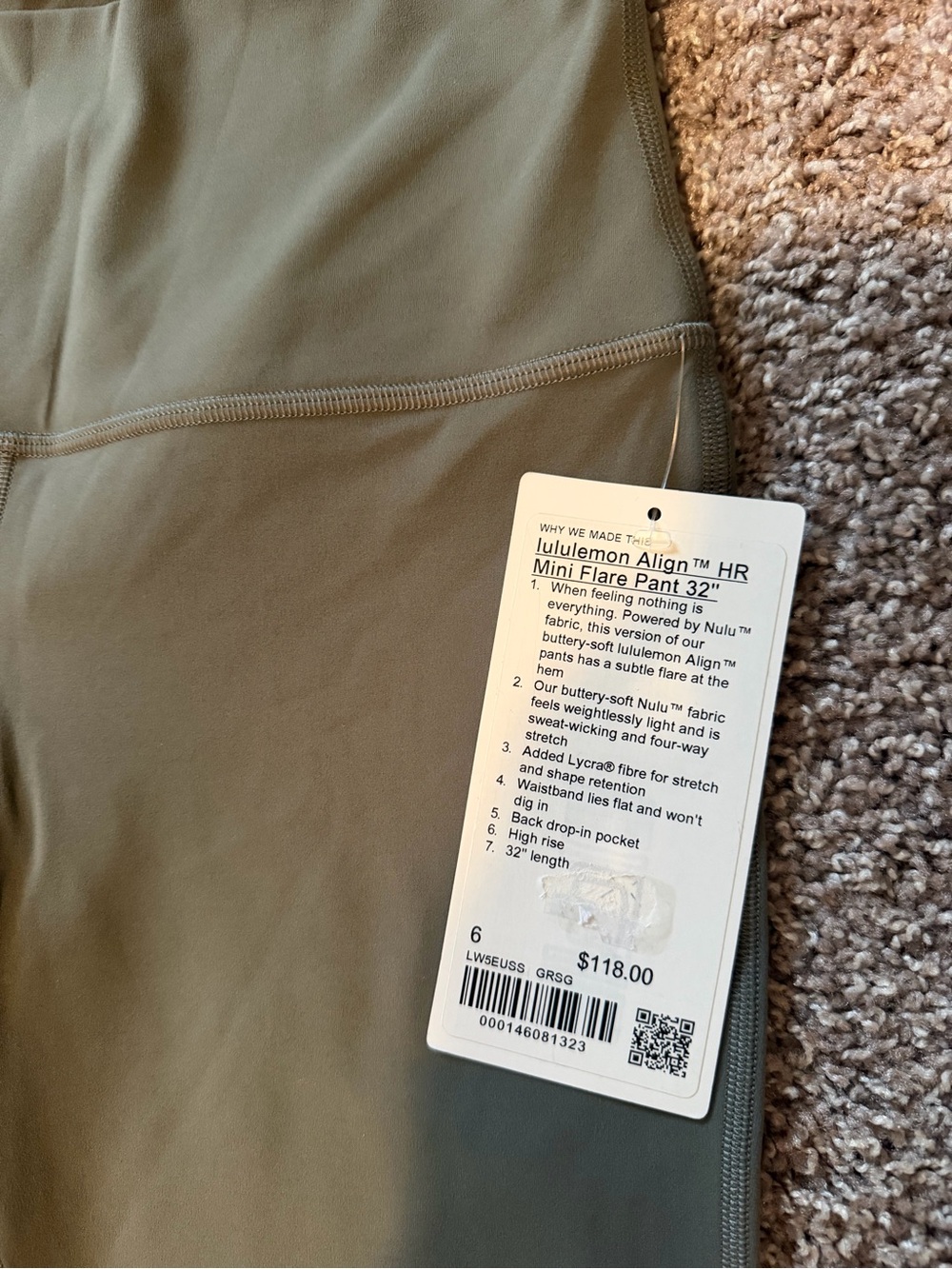 Lululemon Align High Rise Mini Flare Pant in Grey Sage - Picture 3 of 5